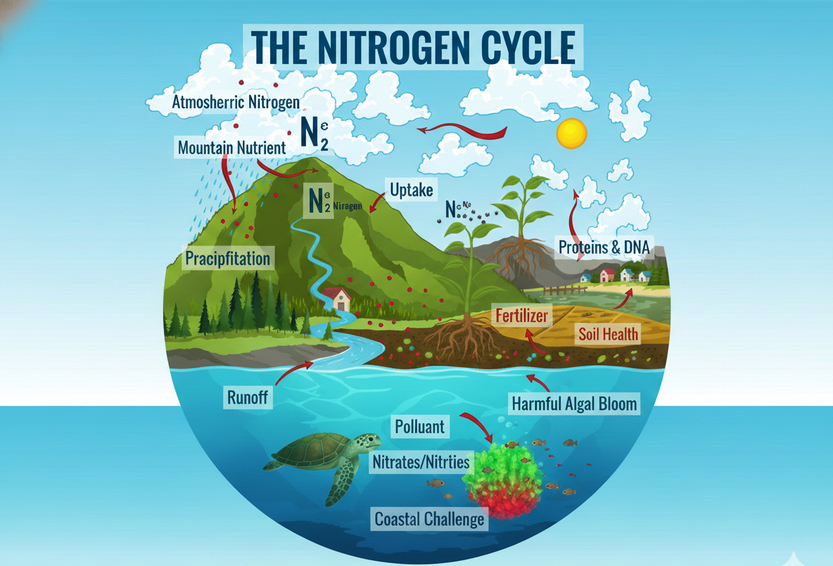 Illustration of New Hampshire's nitrogen cycle.